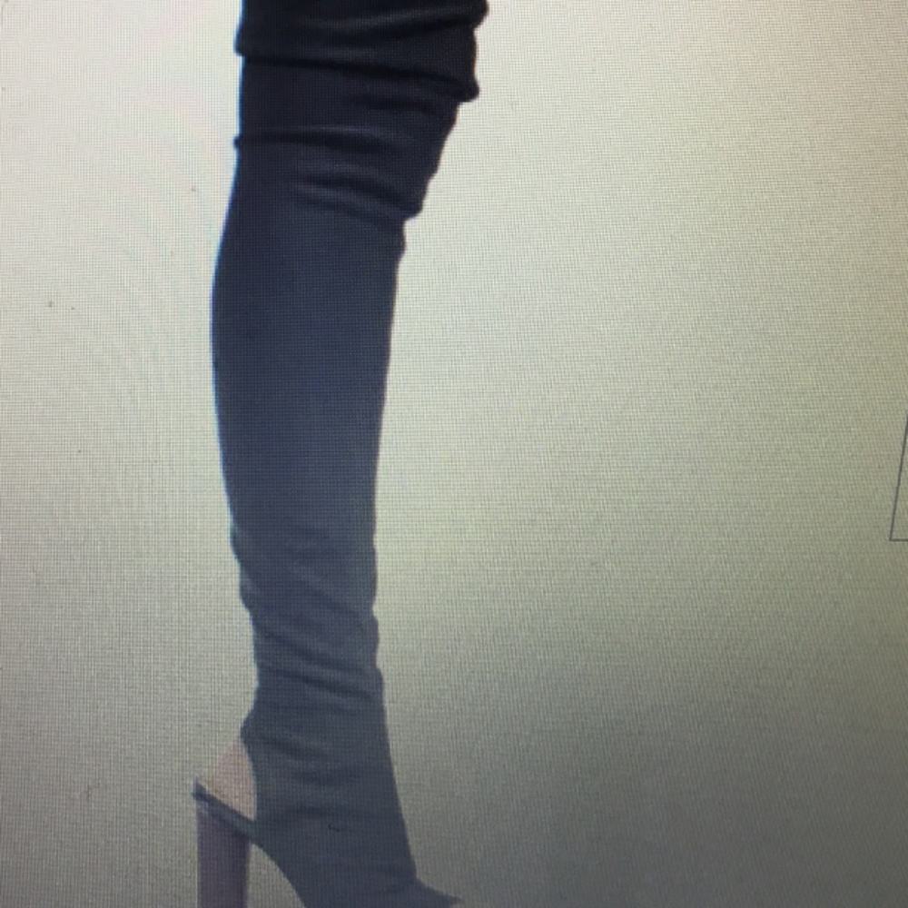 OVER THE KNEE THIGH HIGH SOCK BOOT PEEPTOE BLOCK HEEL - CONNIE 1 WOMEN’S STRETCH